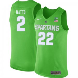 Men Mark Watts Michigan State Spartans #2 Nike NCAA Green Authentic College Stitched Basketball Jersey XV50R07DL